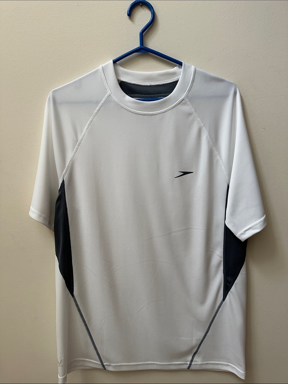 Speedo White Short Sleeve Swim Rash Guard with Black Panels